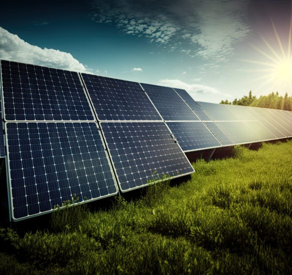 photovoltaic solar power panel in the field, green clean Alternative power energy concept. Ai generative photovoltaic solar power panel in the field, green clean Alternative power energy concept.